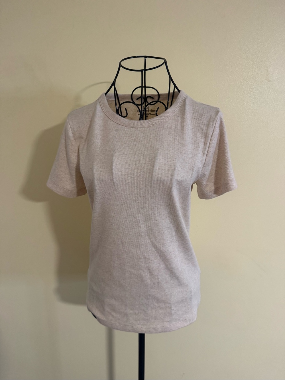 NWT Vineyard Vines Heritage Rib Short Sleeve Tee in Oatmeal Heather Size Medium
